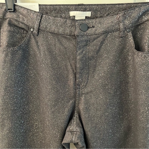 H&M Black Skinny Pants Gold Sparkle Stretch-10 - Picture 6 of 11